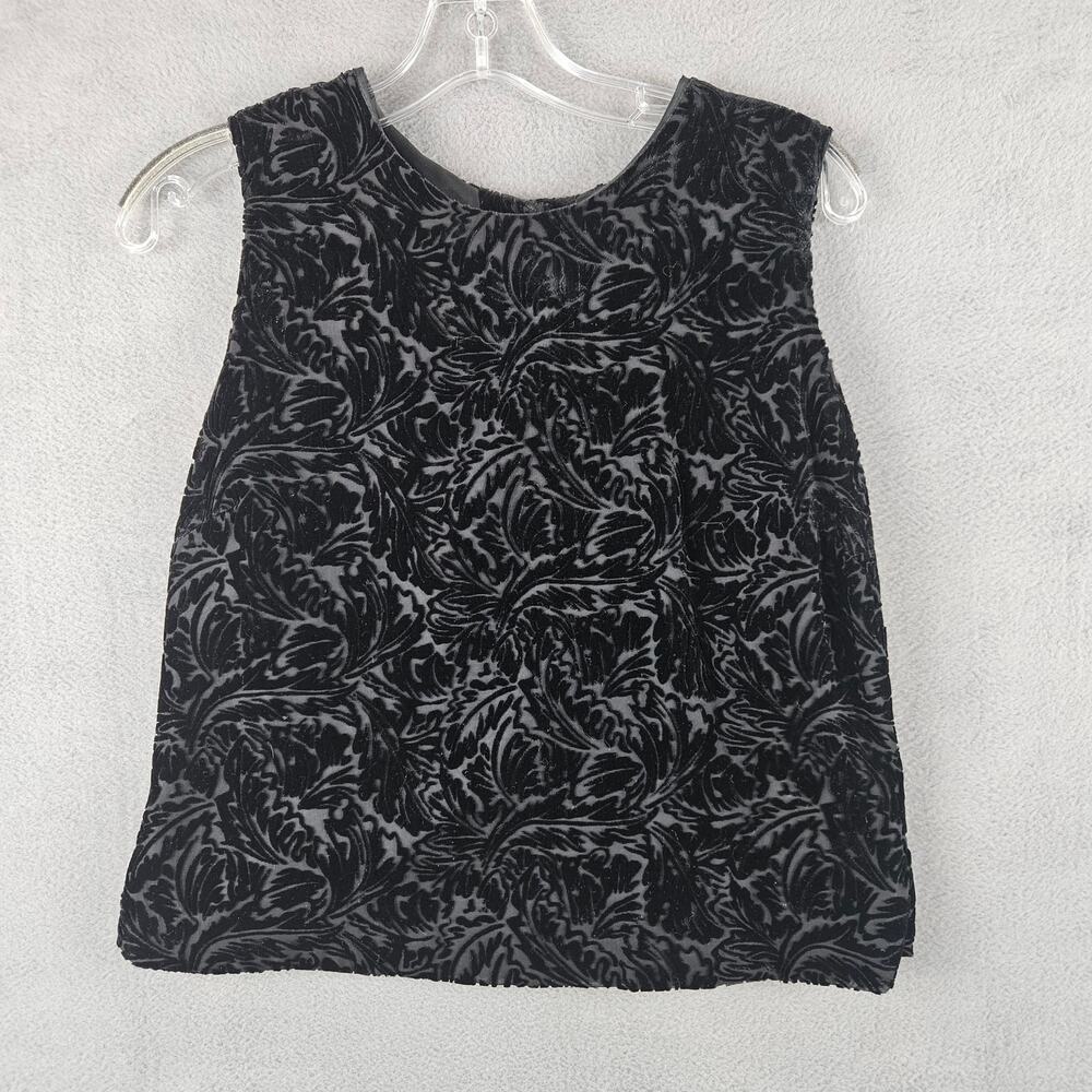 Black Velvet Burnout Button Back Sleeveless Tank Top Y2K Goth Witchy Whimsigoth